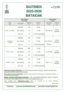 Lee más sobre el artículo Cartel Bautismos 2025-2026